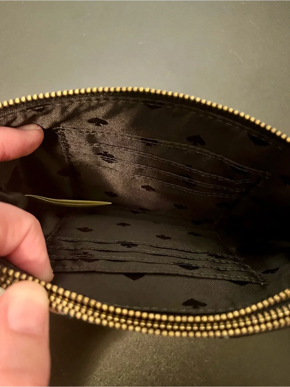 kate spade Black Floral Wristlet with Gold Plaque